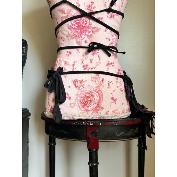 Festival belt handmade raw leather and fabric adjustable - Picture 6 of 6